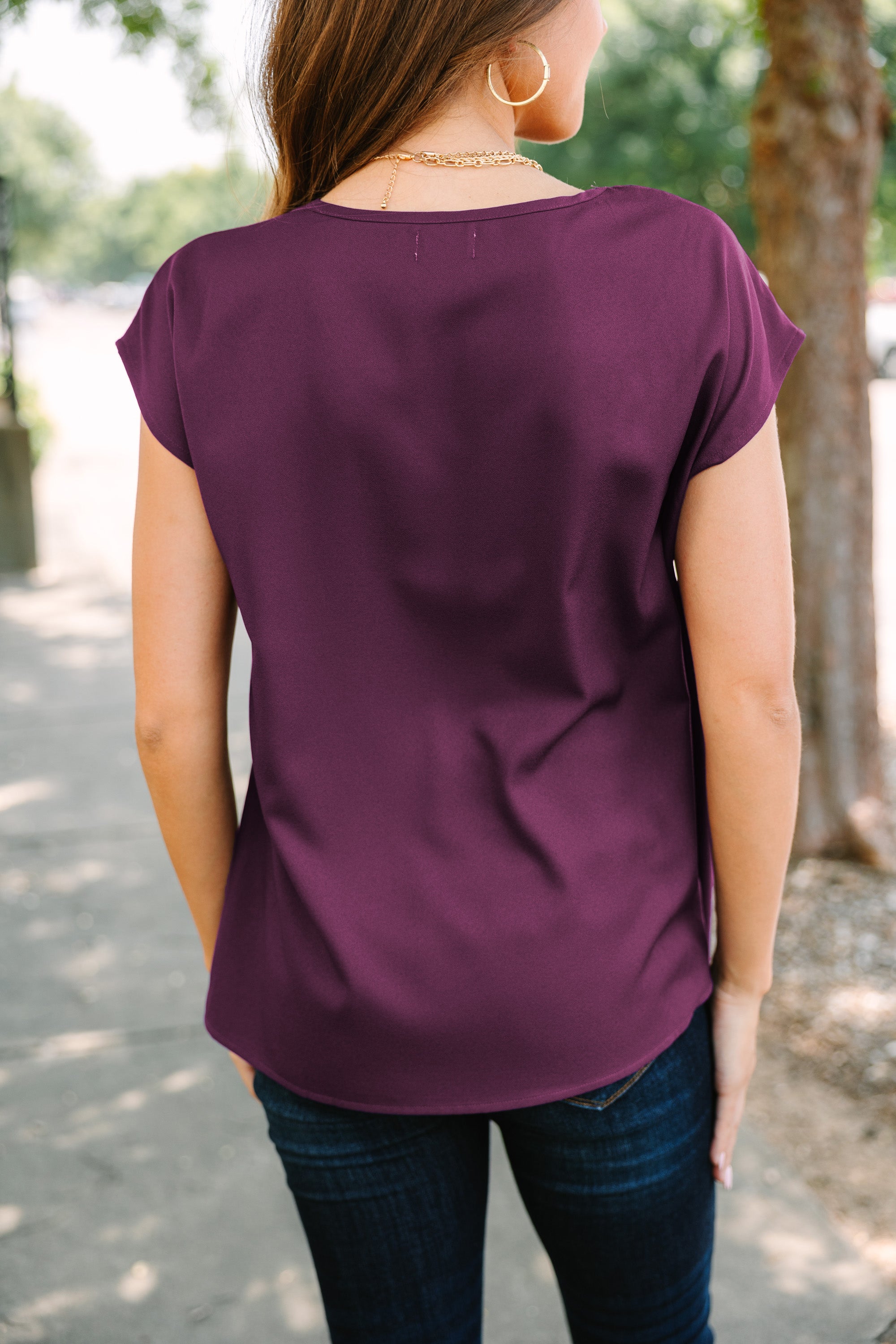 Hello Beautiful Plum Purple Cap Sleeve Top