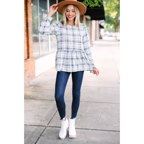Need You Always Hunter Green Plaid Top