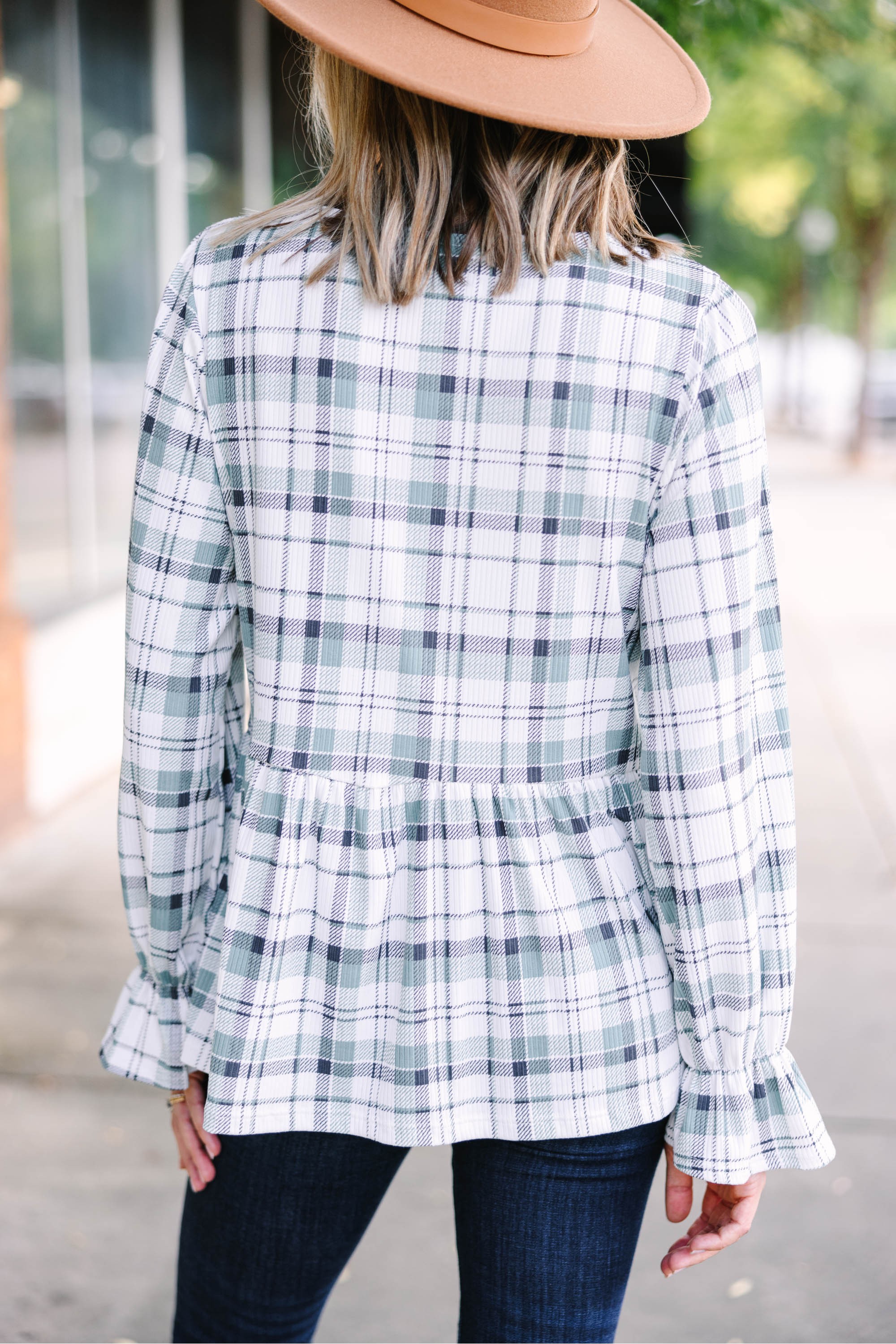 Need You Always Hunter Green Plaid Top