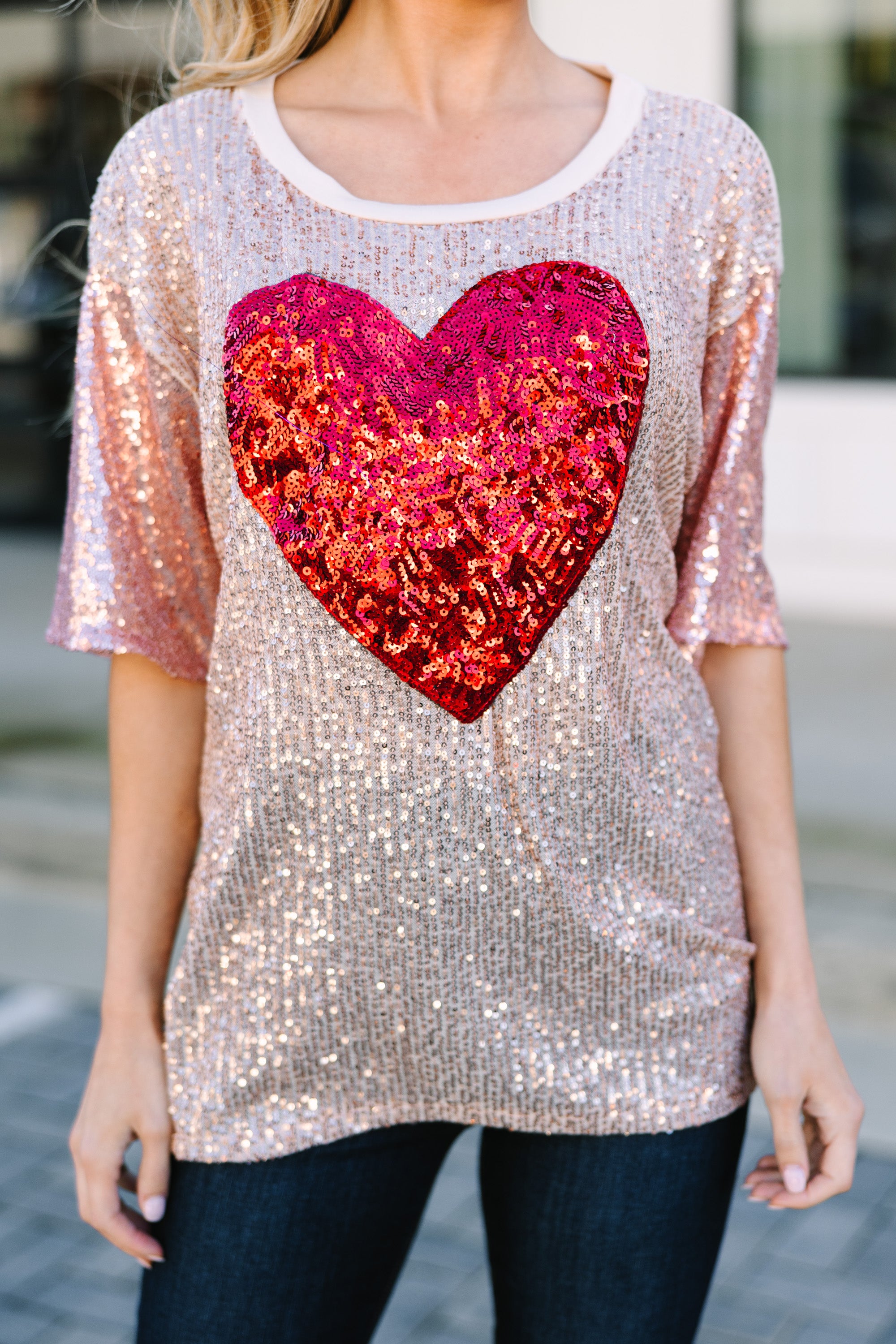 Love Shine Rose Gold Heart Top
