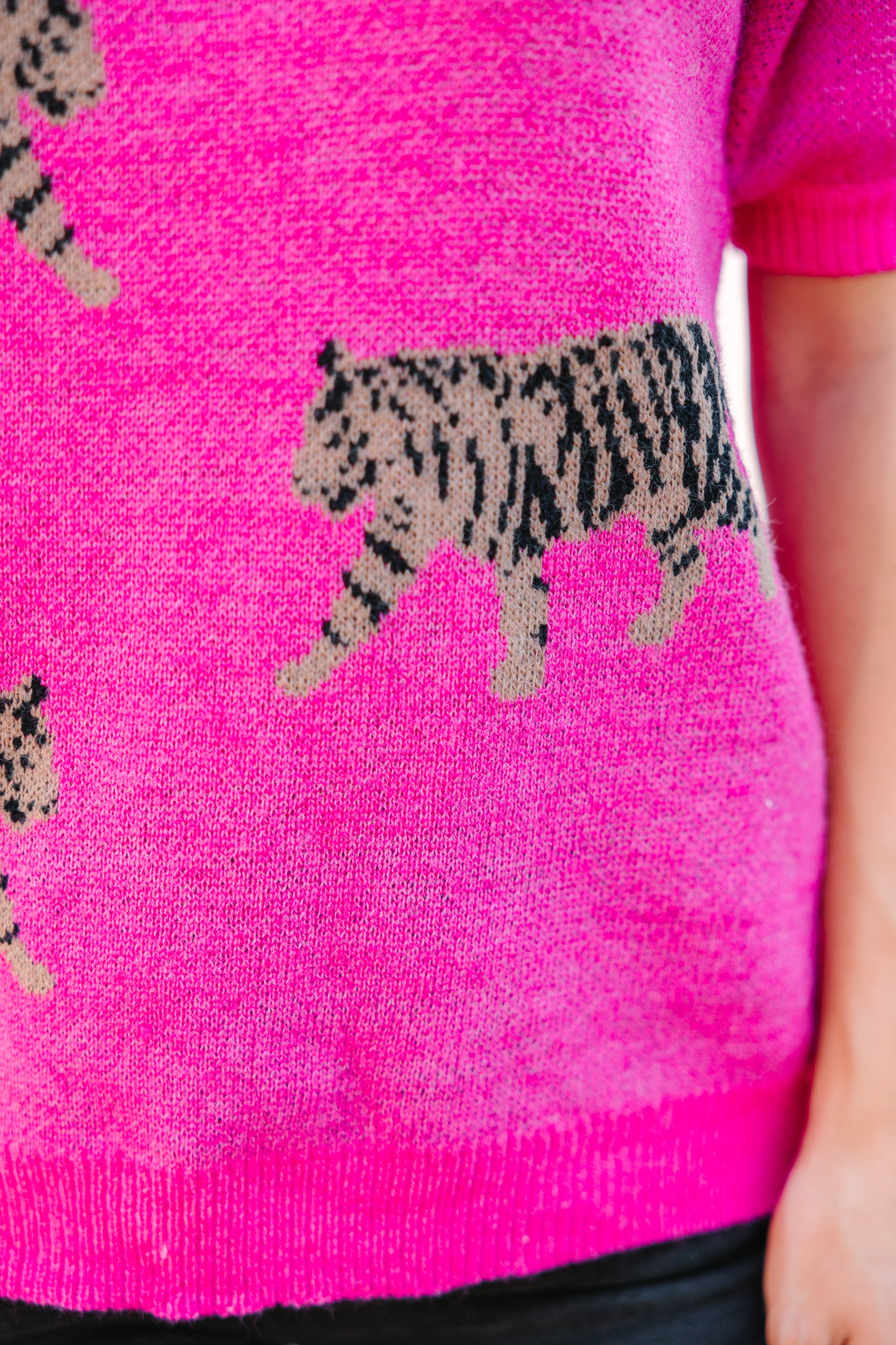 Can't Hide Fuchsia Pink TIger Print Sweater
