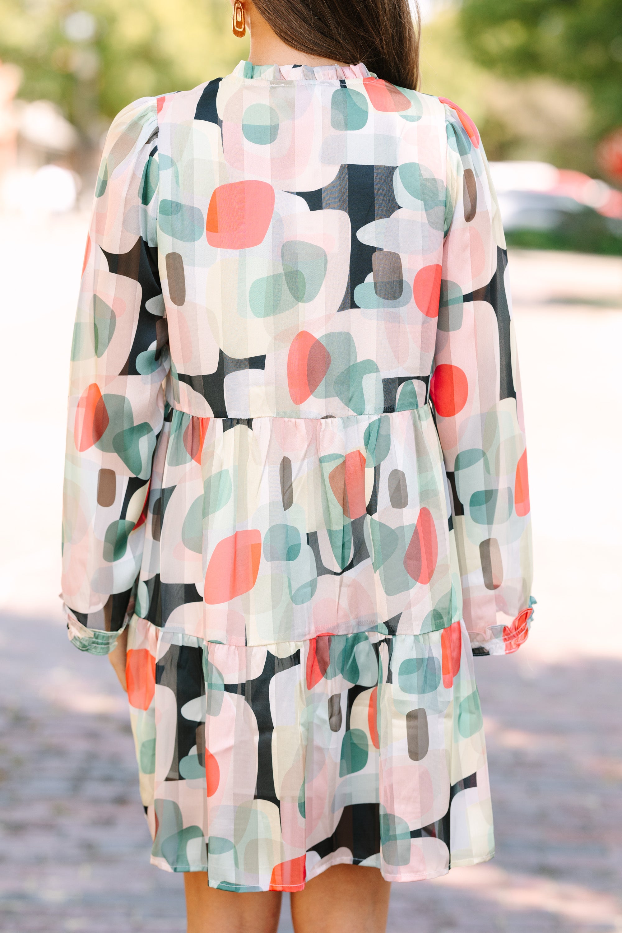 Join Me Later Cream White Abstract Babydoll Dress