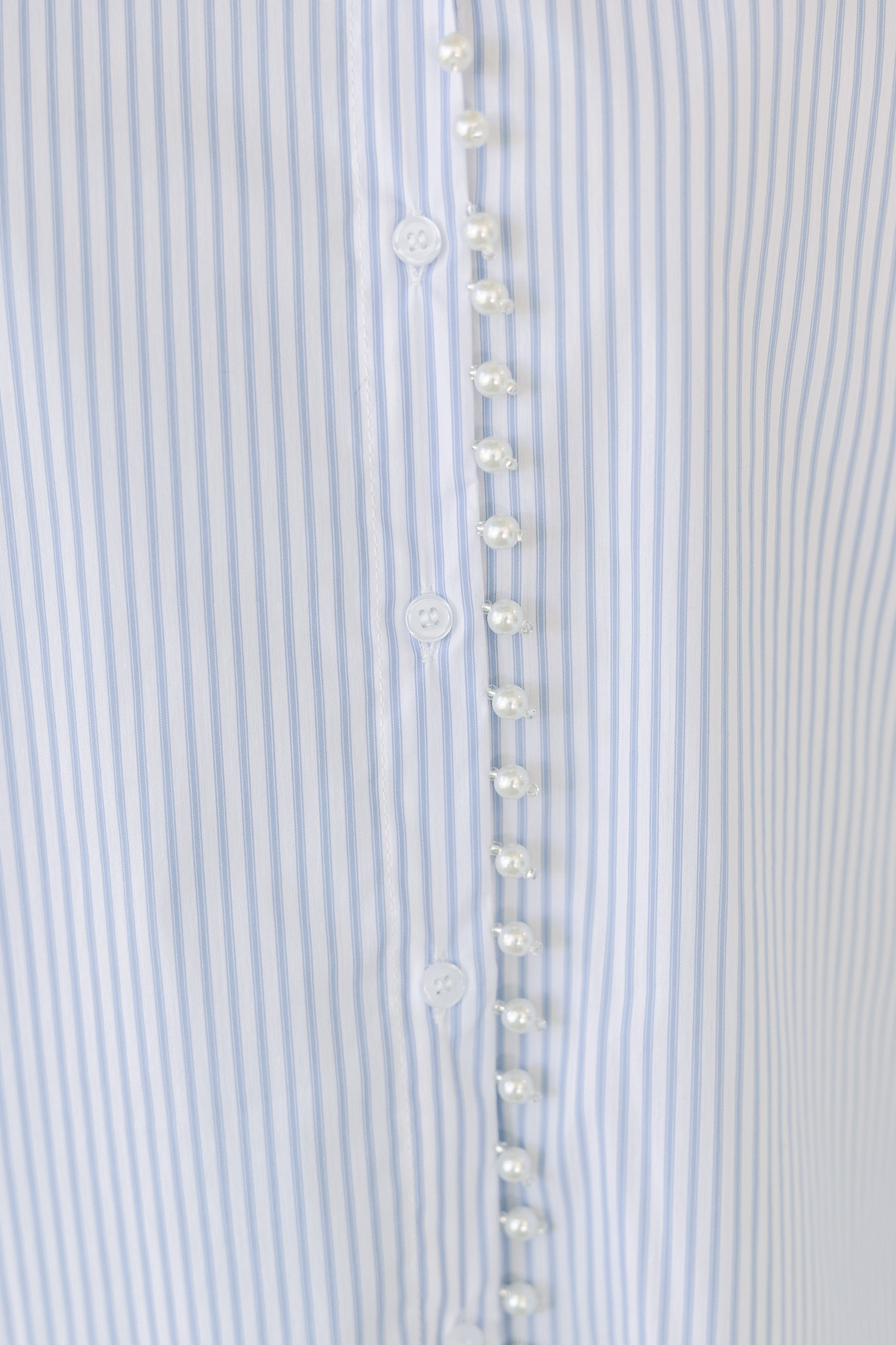Care To Be Classic Light Blue Striped Button Down Blouse