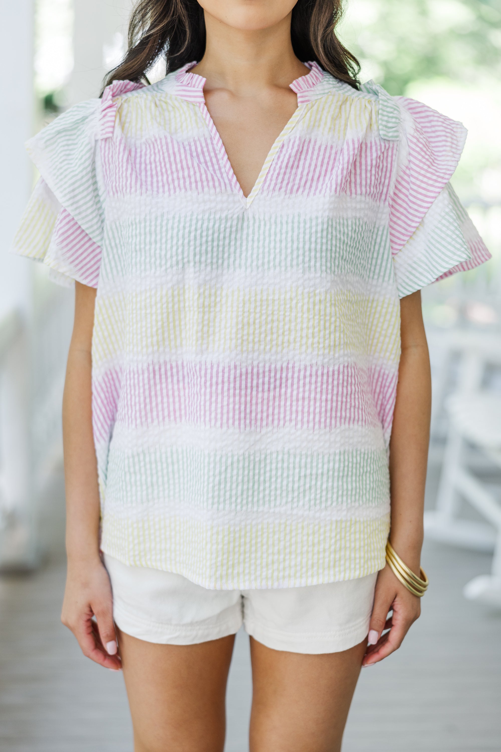 You Got This Pink Striped Blouse