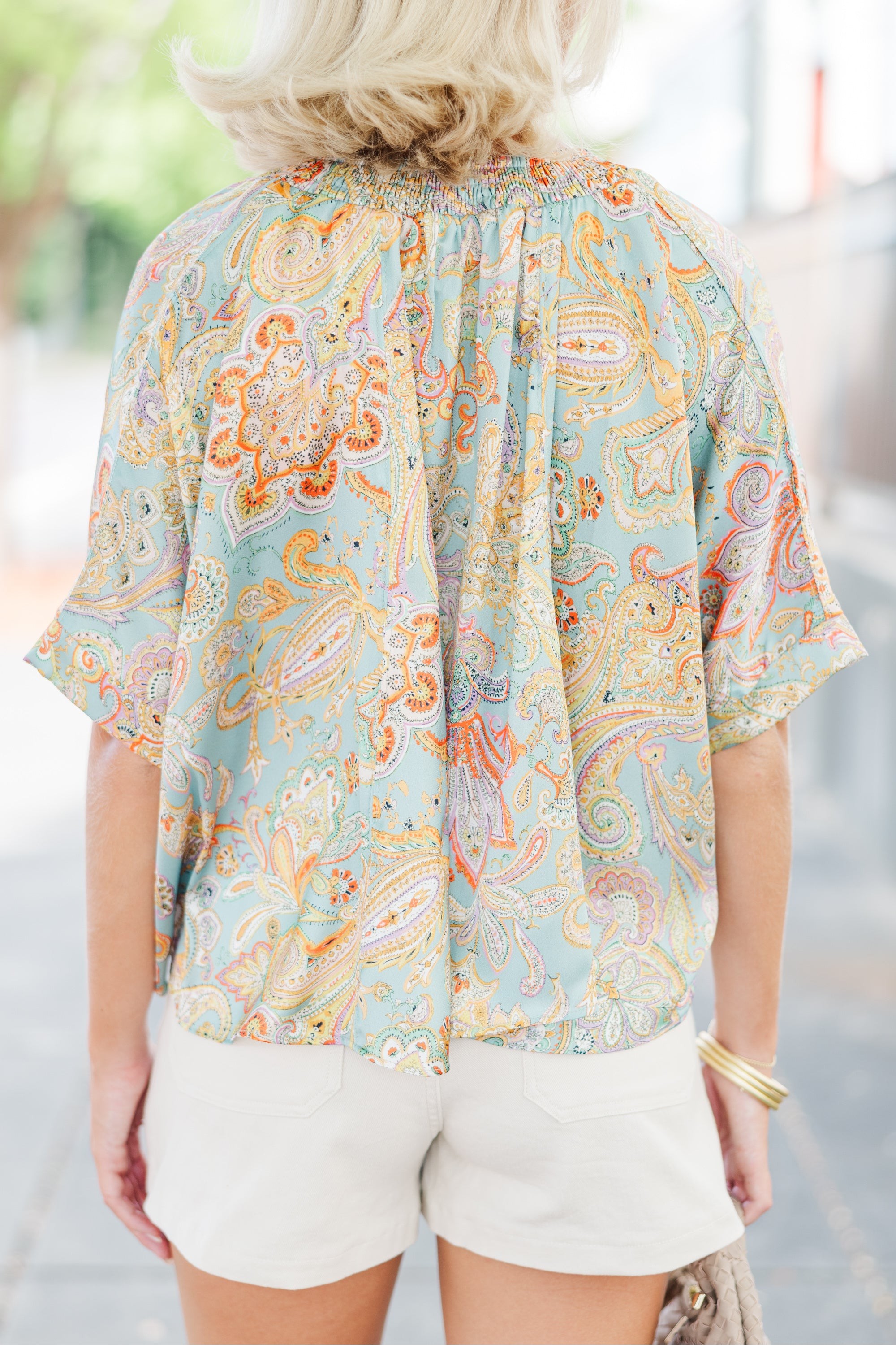 All Smiles Mint Green Paisley Blouse