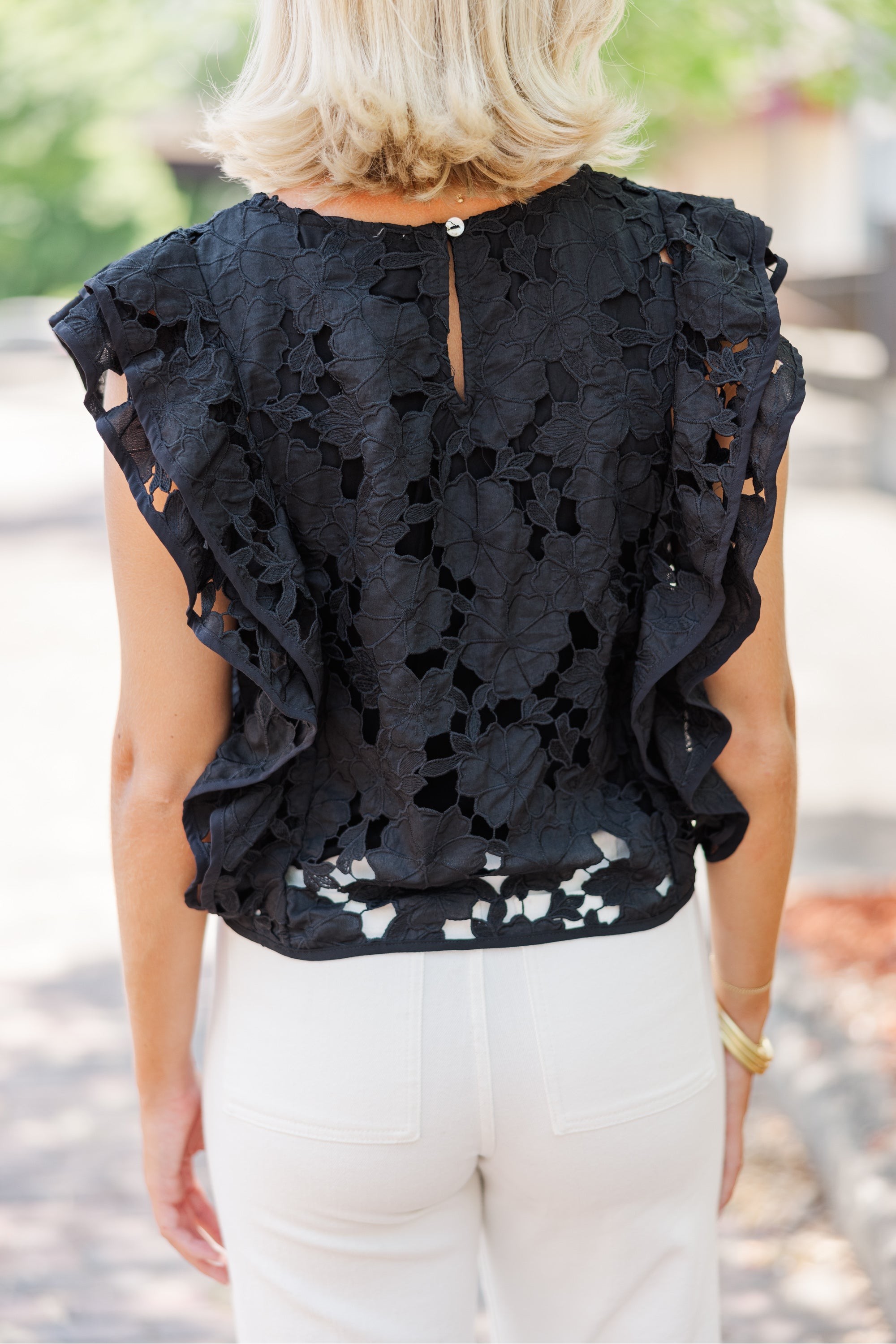 Take Your Lead Black Crochet Blouse